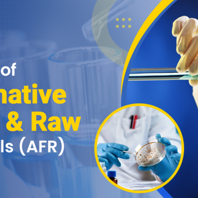 Laboratory testing of Alternative Fuels and Raw Materials (AFR) by scientists in protective gloves, using glassware and petri dish, with Anacon branding.